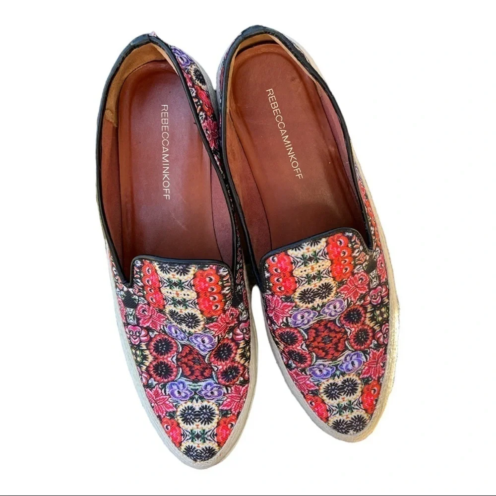 Rebecca Minkoff Sisa Shoes Size 9.5‎ Canvas Floral Slip On Loafers.
